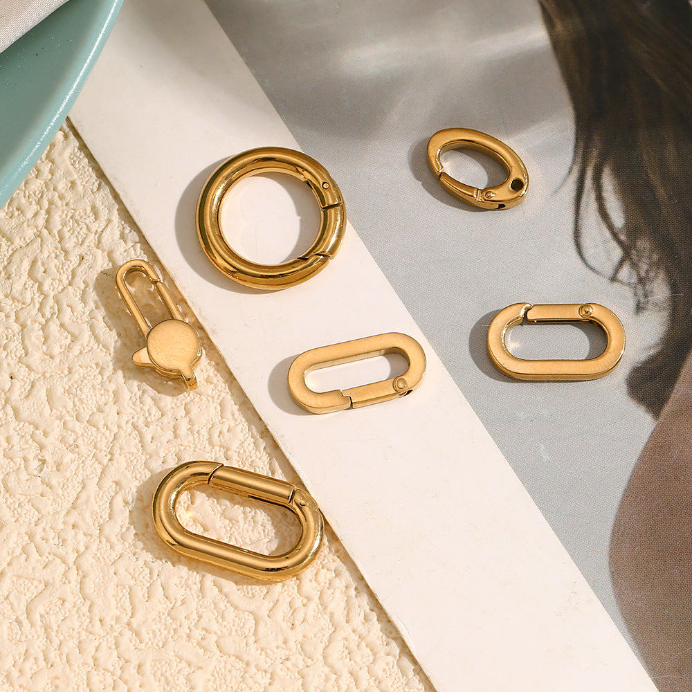 Ciondolo da Donna a Bottone Geometrico Minimalista in Acciaio Inossidabile con Placcatura in Oro 18K