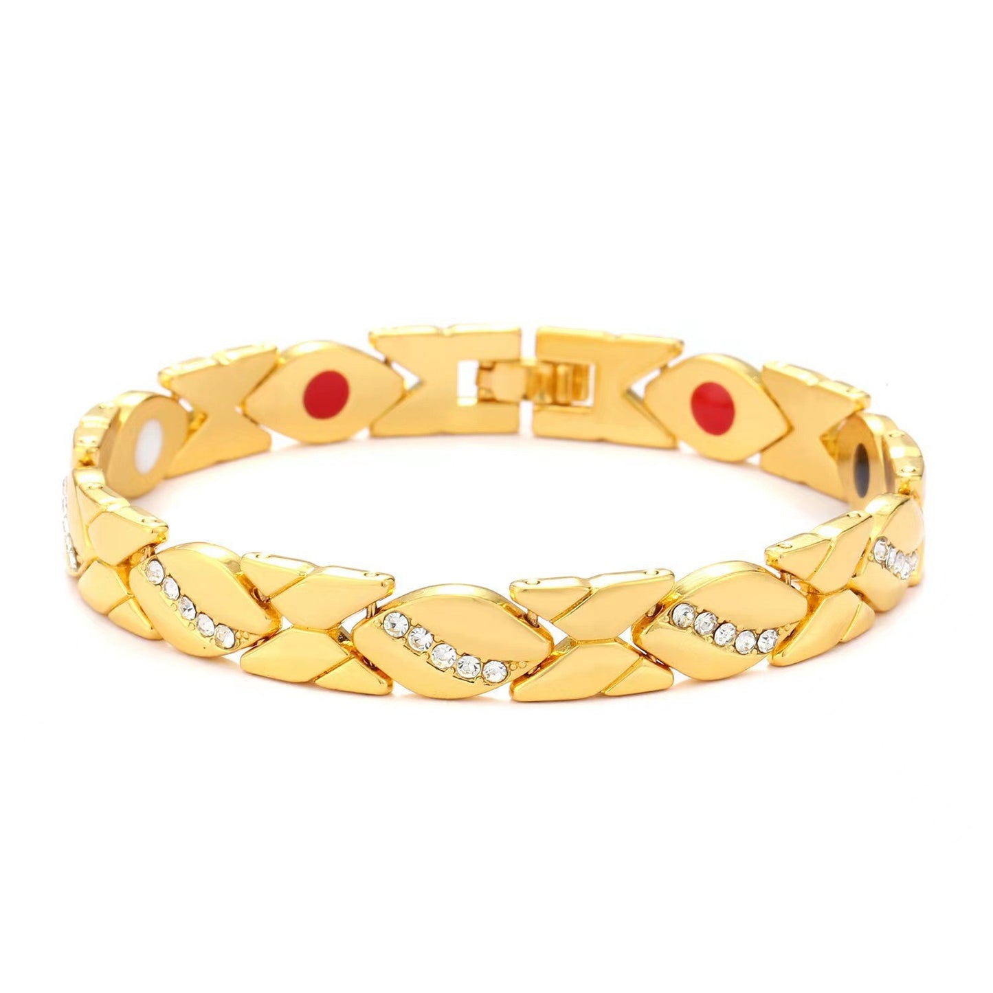 Bracciale regolabile da donna in lega placcata con strass a goccia, stile lusso minimalista