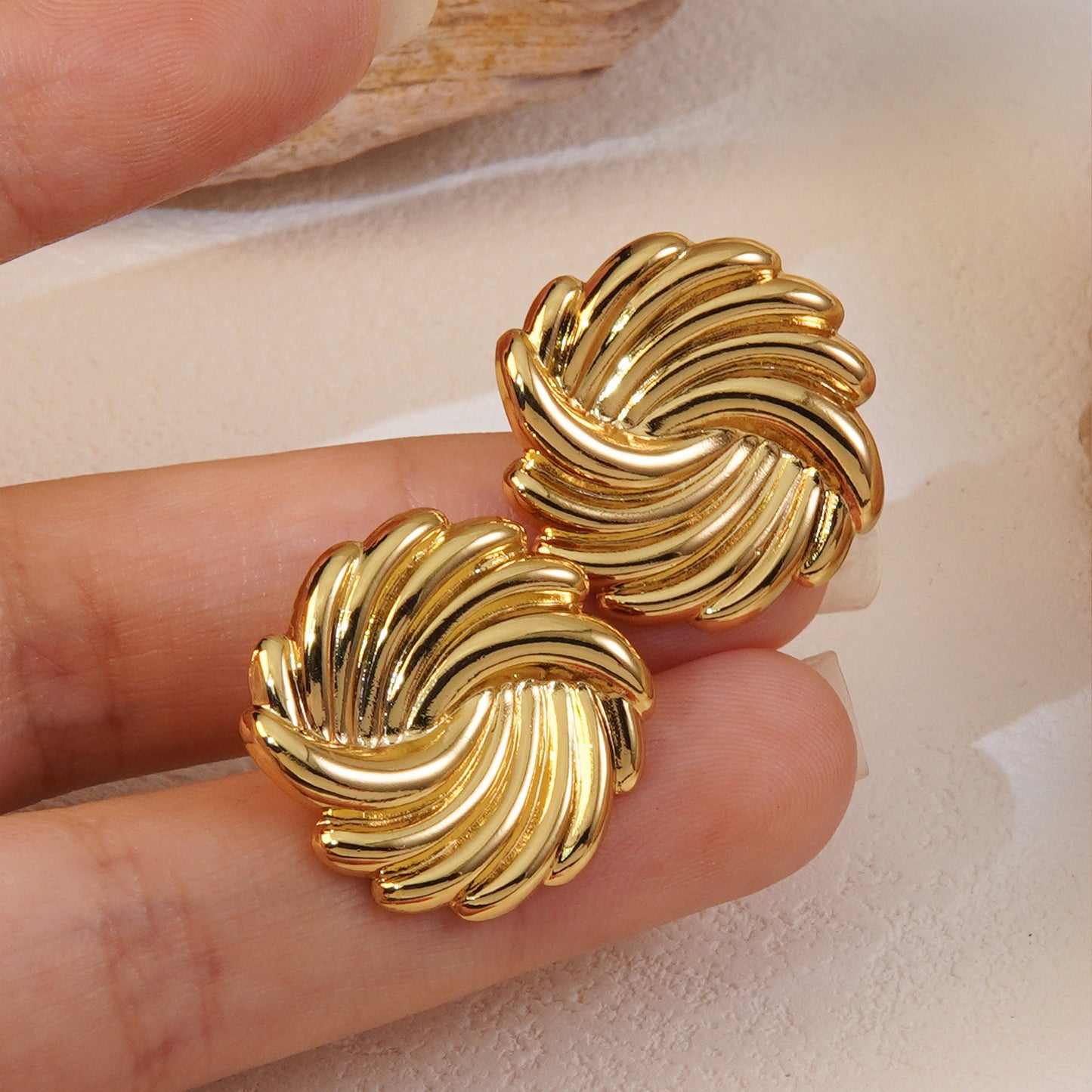 Elegant Vintage Geometric Round Titanium Steel Plated Earrings for Women