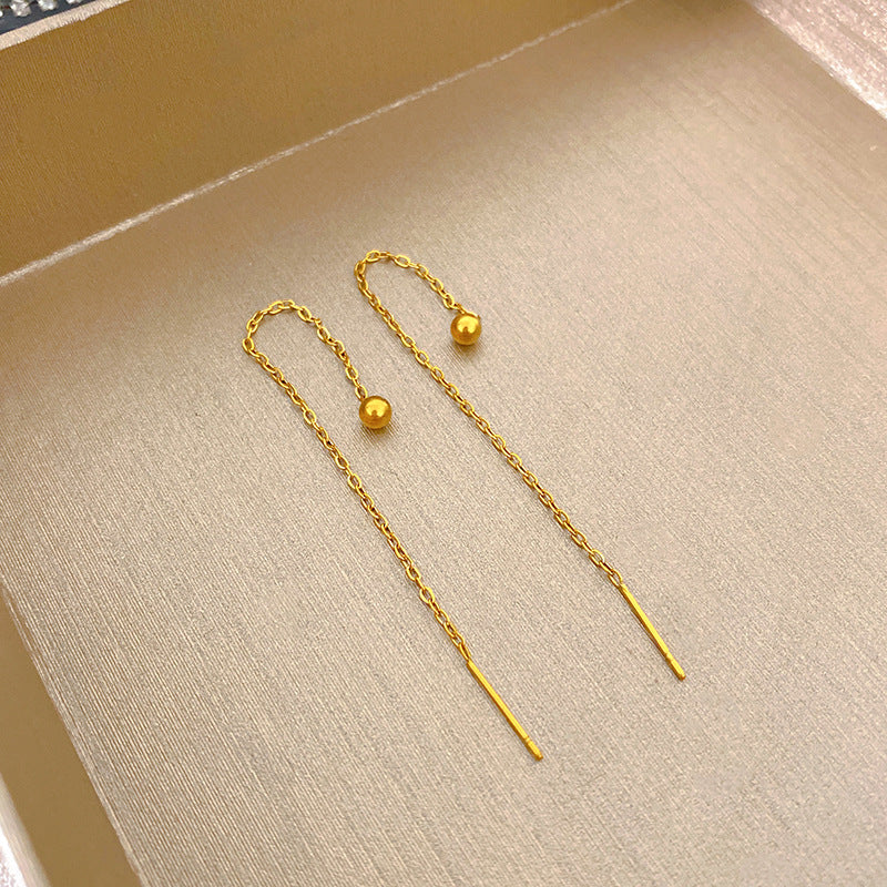 Minimalist Elegant Floral Titanium Steel Drop Earrings for Women