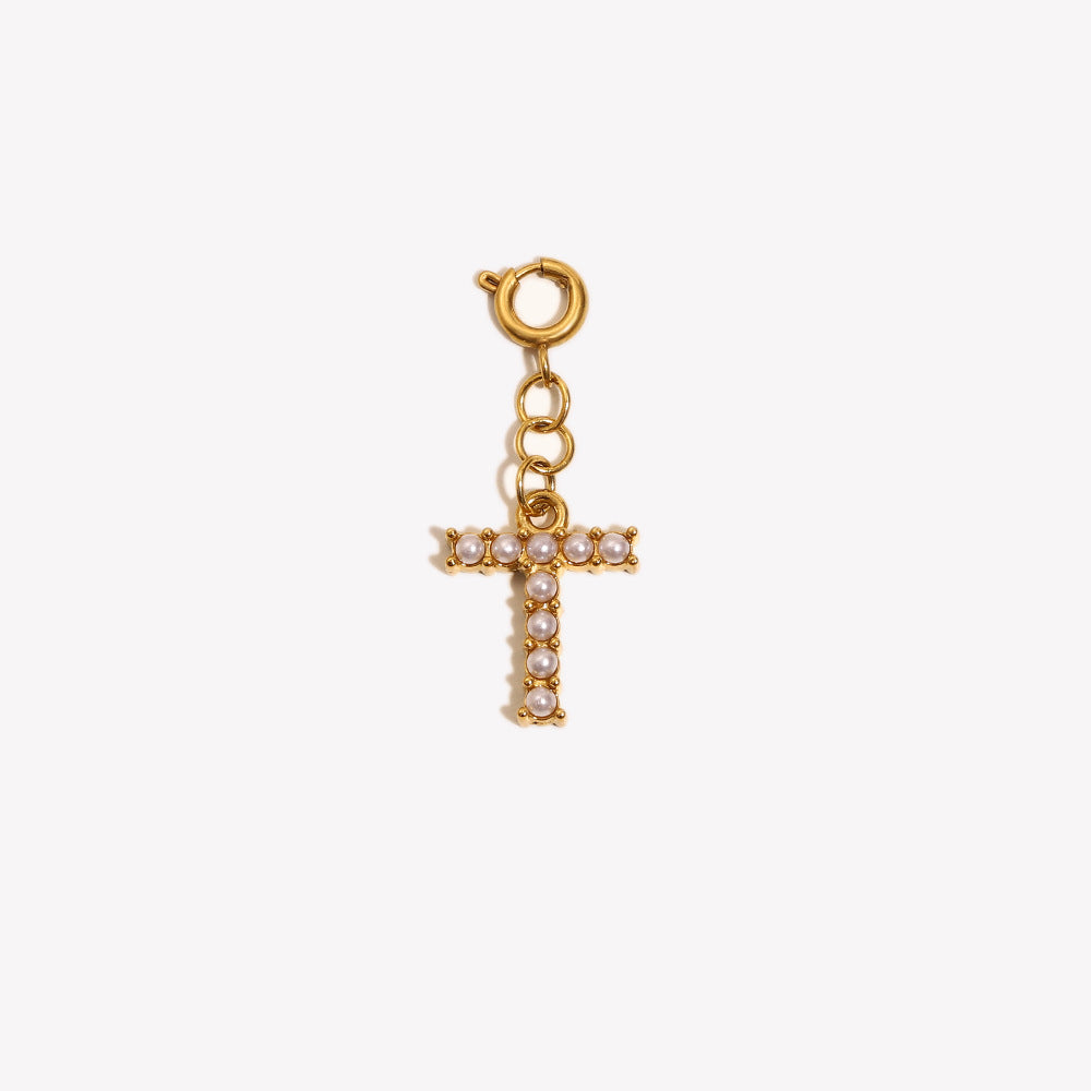 Barretta con Ciondolo a Lettera o Numero in Acciaio Inossidabile Placcato Oro 18K Minimalista da Donna