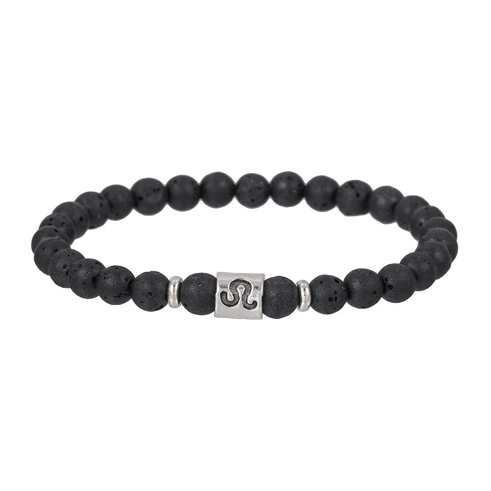 Handmade Geometric Round Volcanic Stone Bracelet for Unisex