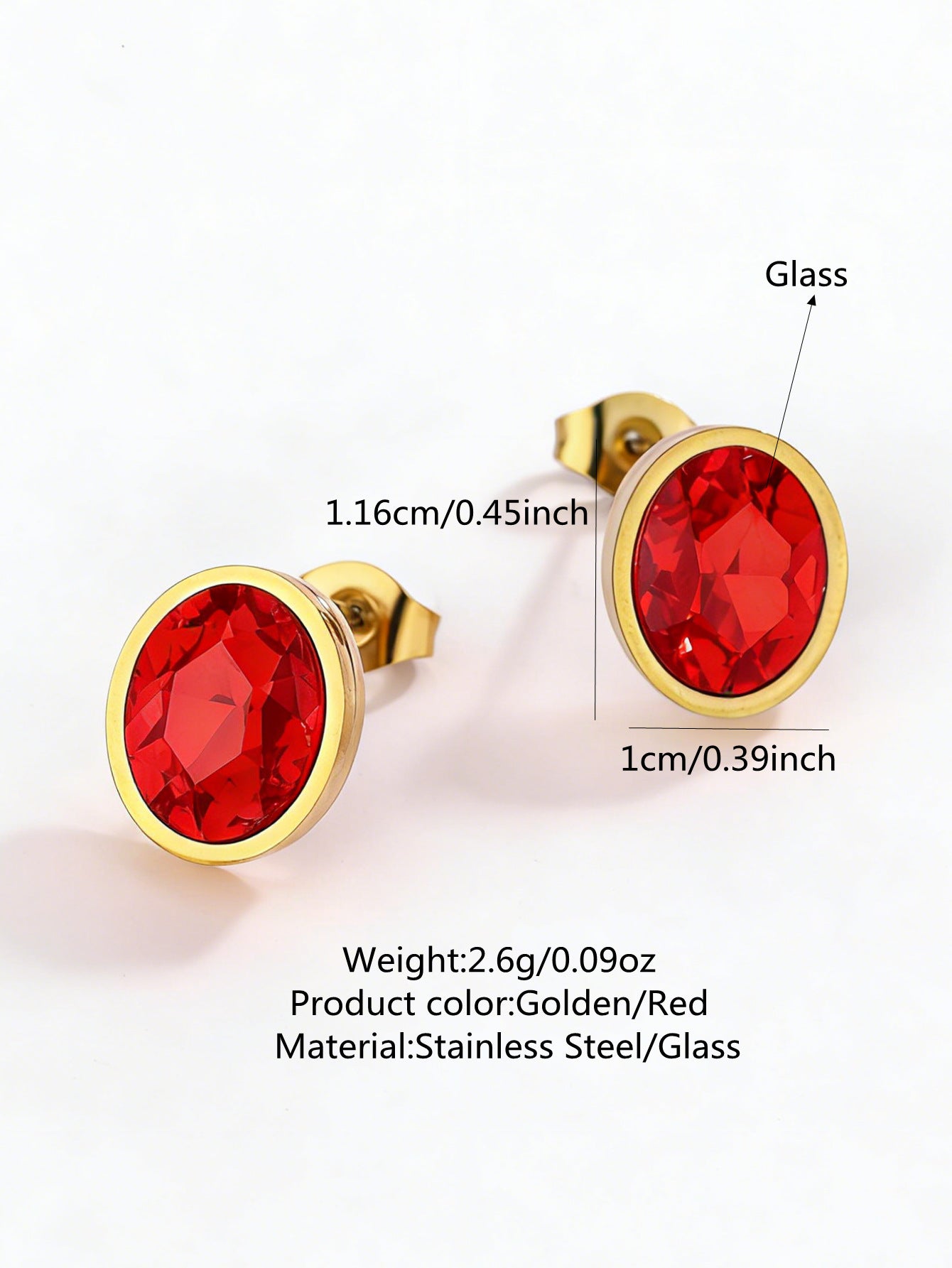 Minimalist Elegant Geometric Oval Stainless Steel Gold Plated Cubic Zirconia Stud Earrings