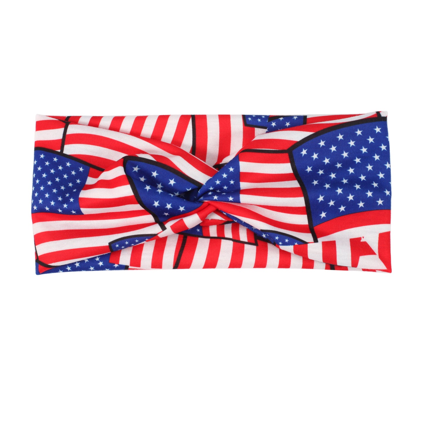 Fascia per Capelli Sportiva Stampa Foglie Bandiera Americana Rosso Bianco Blu a Strisce per Yoga Fitness Festa