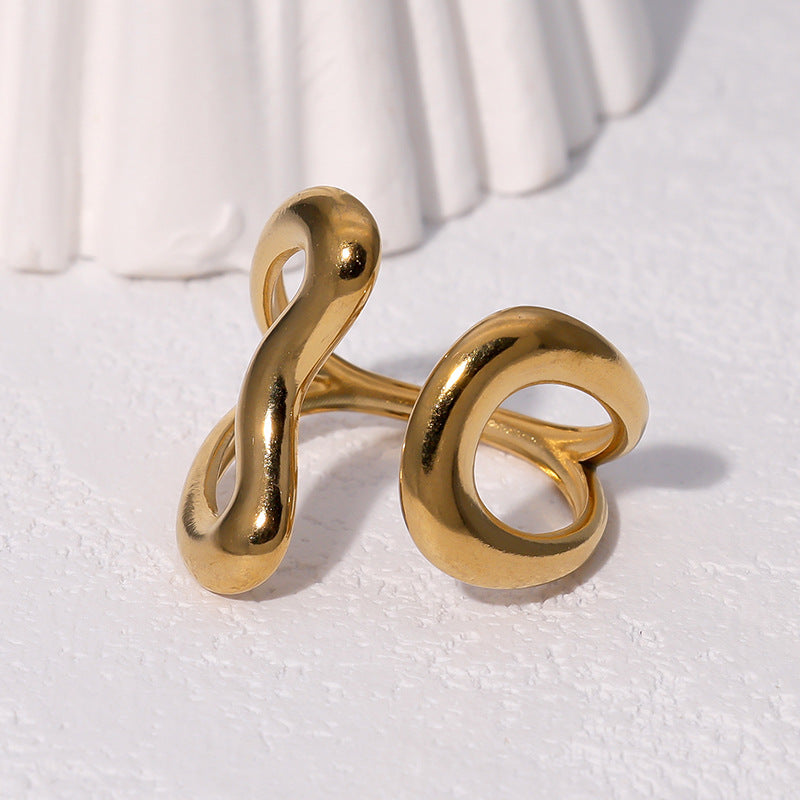 Anello aperto geometrico minimalista in acciaio inossidabile placcato oro 18 carati, gioielli di moda da donna