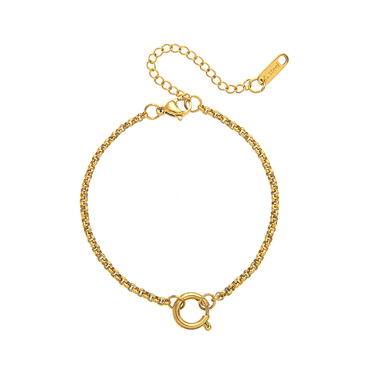 Minimalist Round Square Brass Plated 18K Gold Pendant Necklace