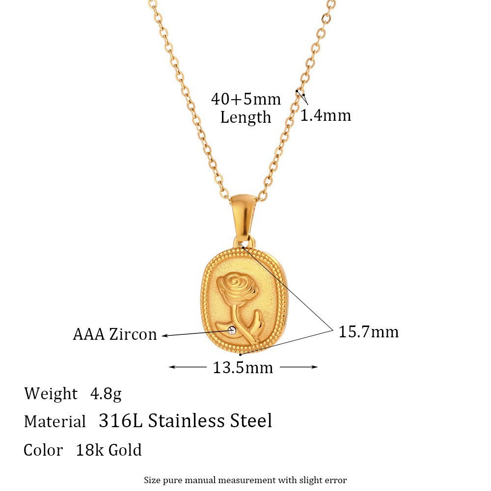 Collana Pendente Geometrica Minimalista da Donna in Acciaio Inox con Placcatura in Oro 18K e Finitura Smaltata