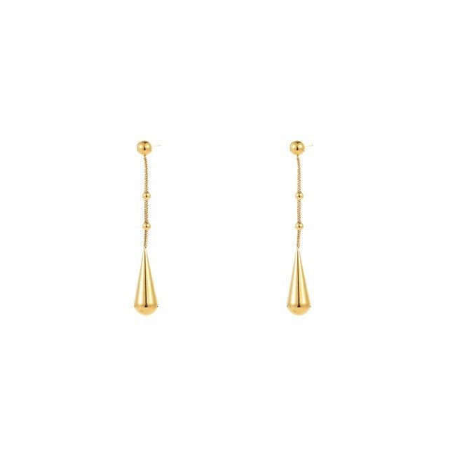 Minimalist Titanium Steel Drop Earrings with Geometric Shape and Plated Finish for Women