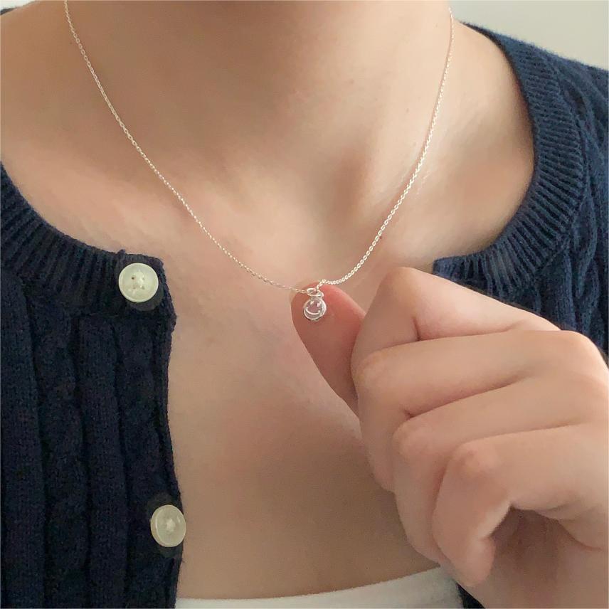 Collana Minimalista con Faccina Sorridente in Argento Sterling 925 con Intarsi di Strass su Catena Snake da Donna