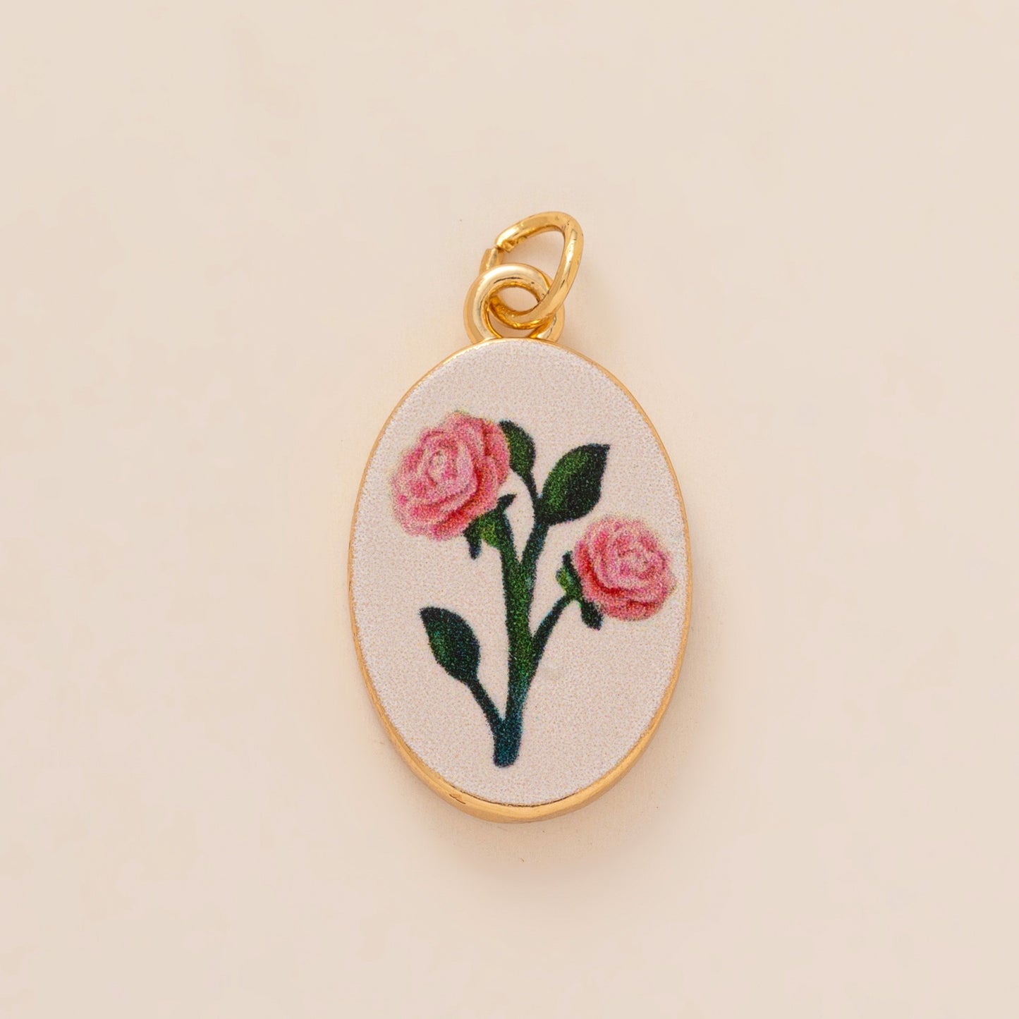 Sweet Floral Heart Brass Plated Drip Oil Charm Bar