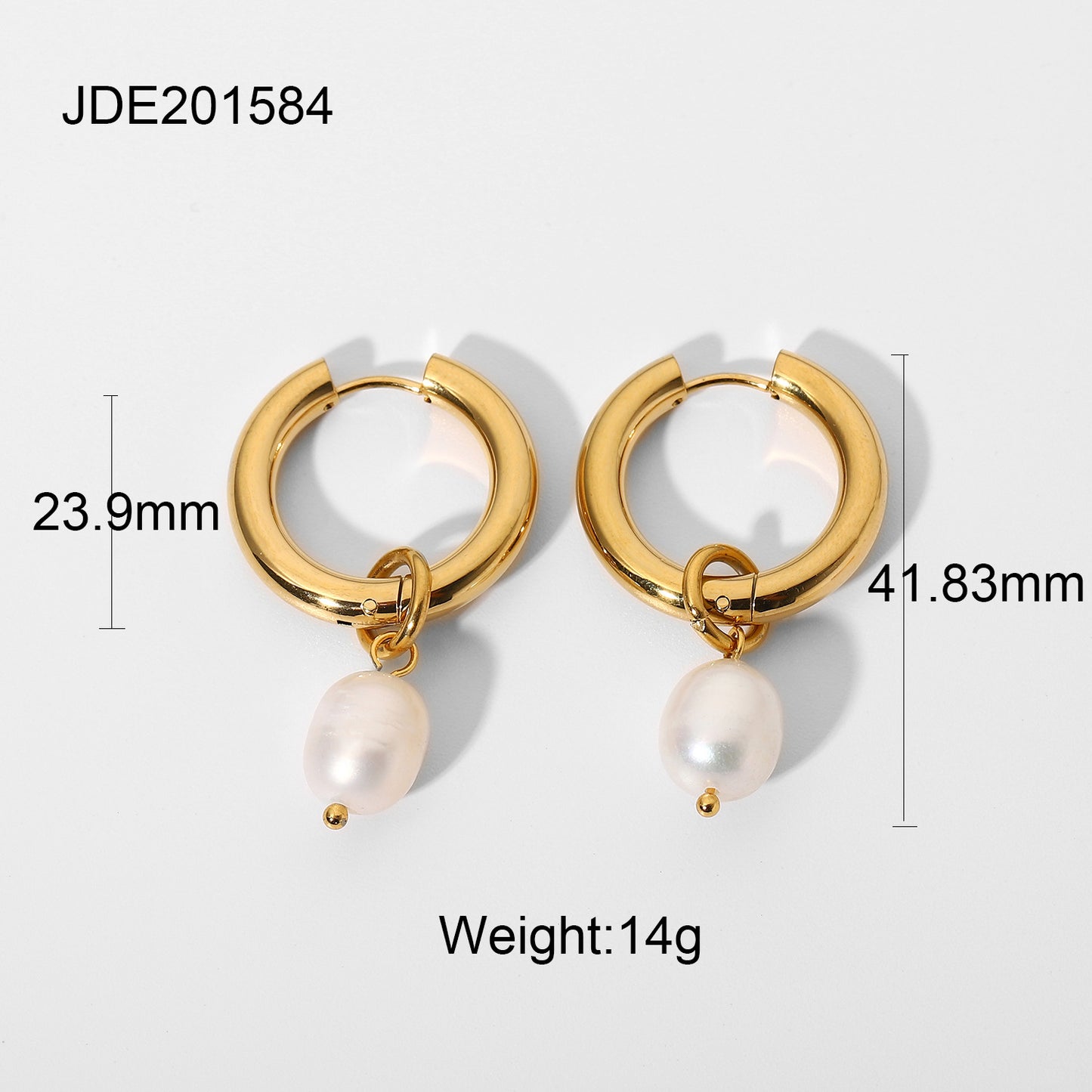 Pendientes de aro circulares de acero inoxidable chapados en oro de 18 quilates ligeros vintage franceses para mujer