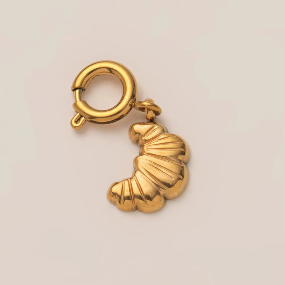 Vintage 18K Gold Plated Stainless Steel Geometric Floral Charm Bar