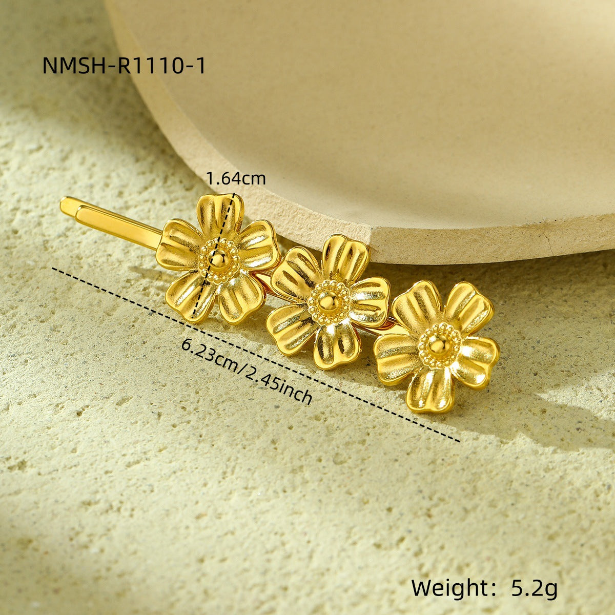 Elegante fermaglio per capelli da donna a forma di petalo, in acciaio inossidabile con intarsio in zircone, stile ufficio minimalista