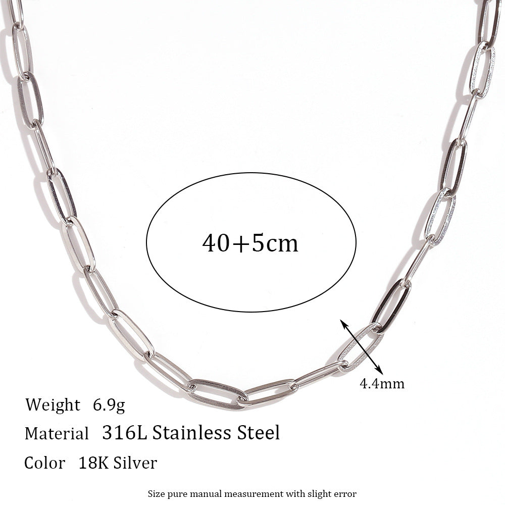 Minimalist Geometric Titanium Steel Bracelet with 18K Gold Plated Stainless Steel Chain for Women