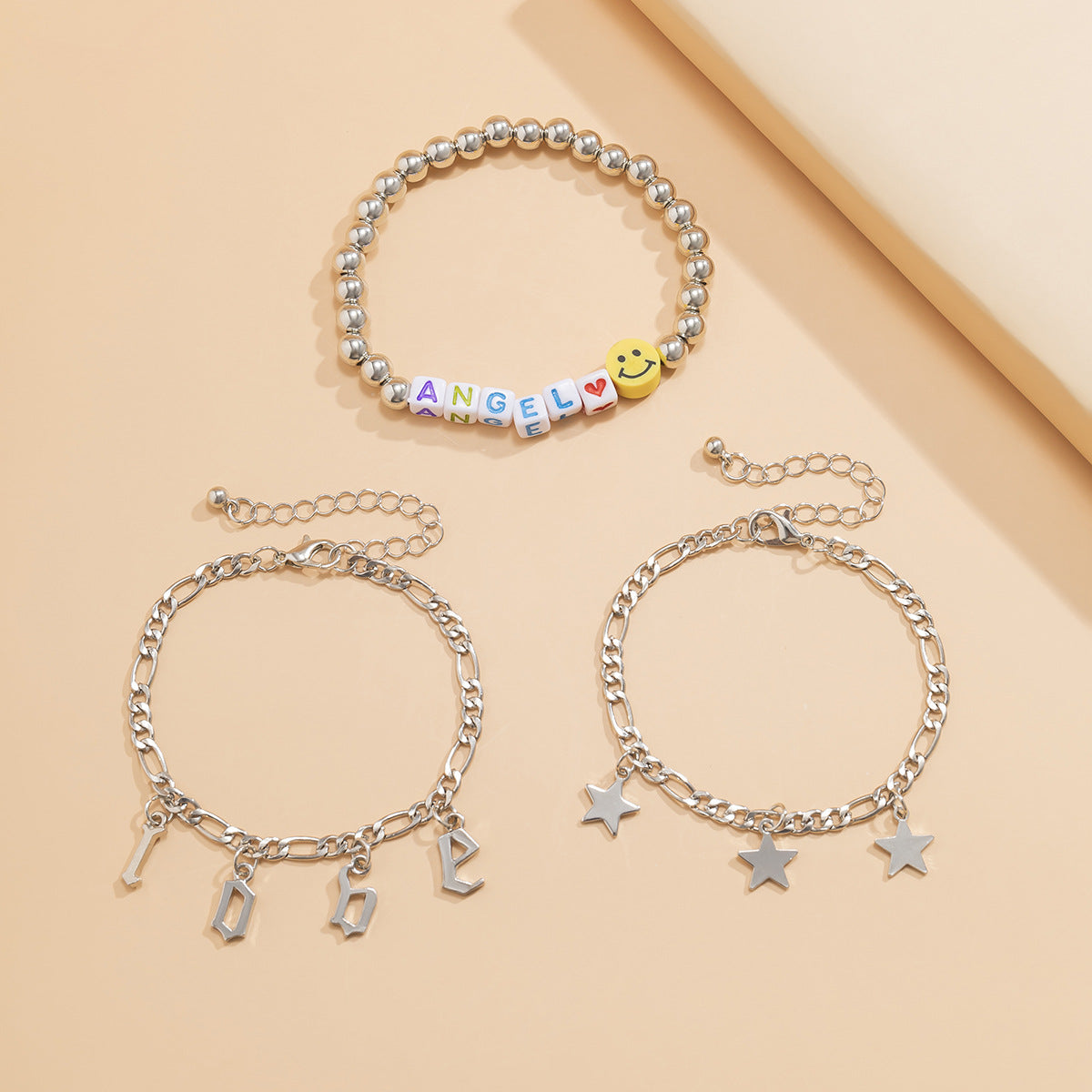 Vintage Ethnic Geometric Star Letter Acrylic Bracelet for Women
