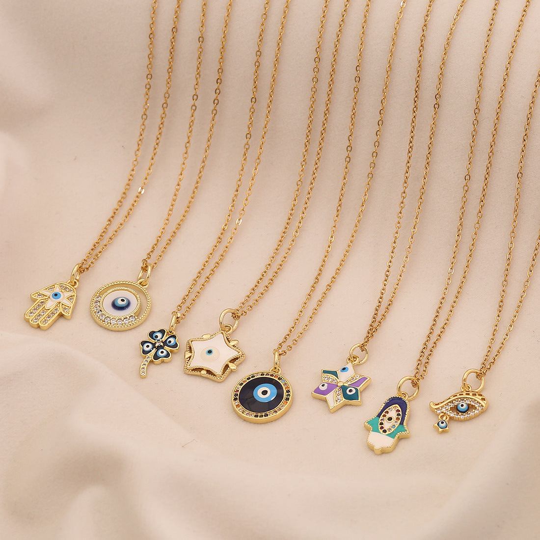 Edgy Evil Eye Pendant Necklace in Stainless Steel with Enamel Finish on O-Chain for Women
