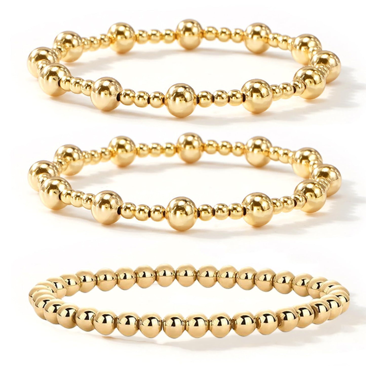 Elegant Gold Plated Hematite Elastic Bracelet with Baroque Imitation Pearls Geometric Multi-Layer Design for Women
