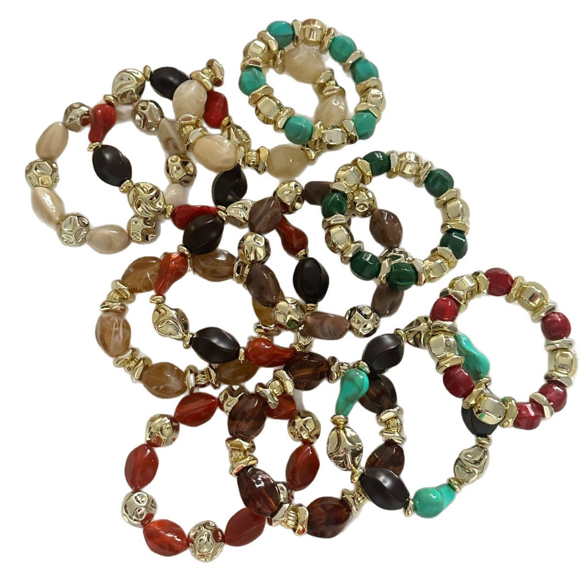 Vintage Elegant Geometric Gradient Acrylic Plated Necklace and Bracelet Set for Women