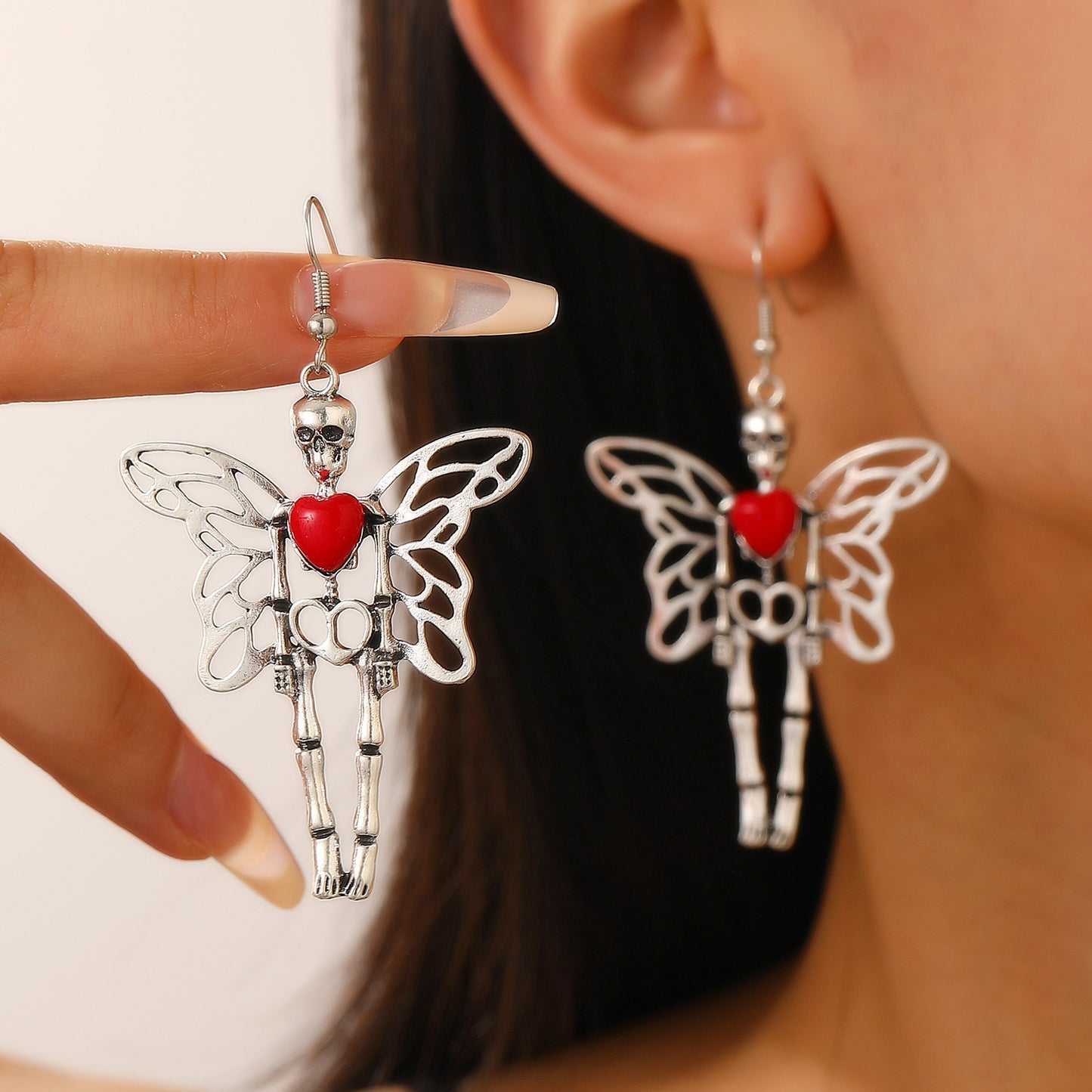 Pendientes colgantes de murciélago y araña estilo gótico para mujer, pendientes de aleación de zinc galvanizados, declaración de moda oscura para Halloween