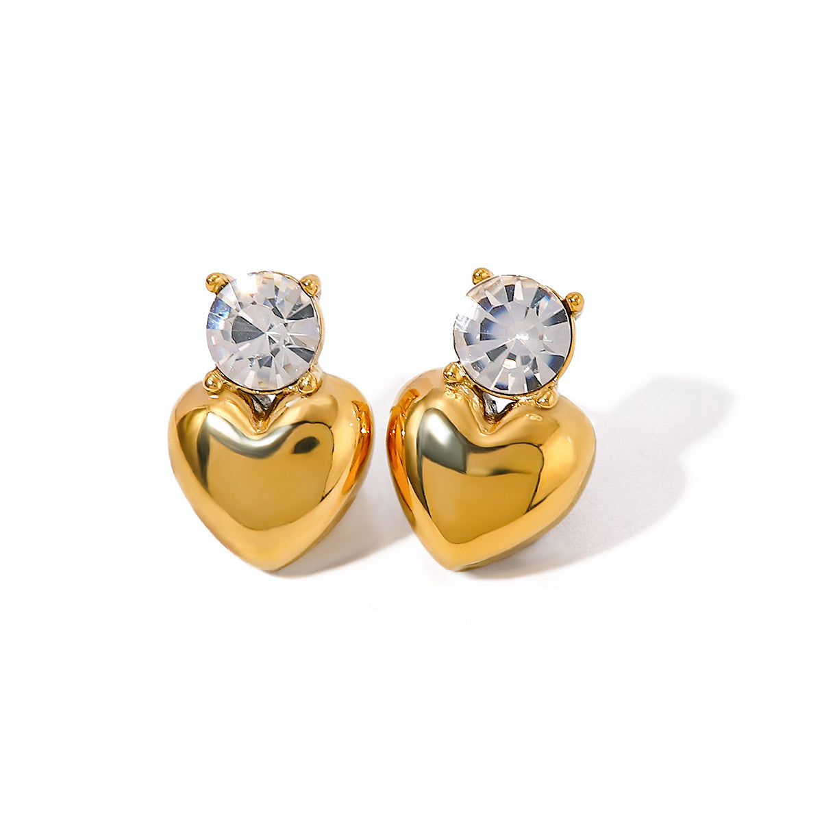 Elegant Heart Stainless Steel Stud Earrings PVD Plated for Women