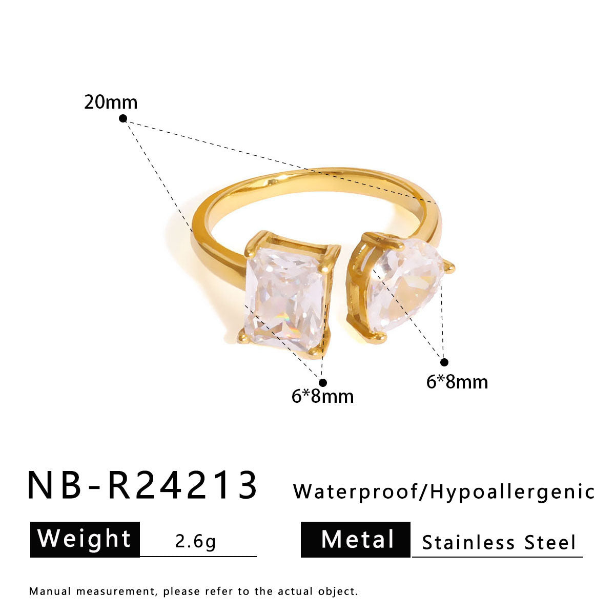 Vintage-Inspired Geometric Stainless Steel Ring with Rhinestone Inlay and Plated Finish Unisex Fashion Jewelry