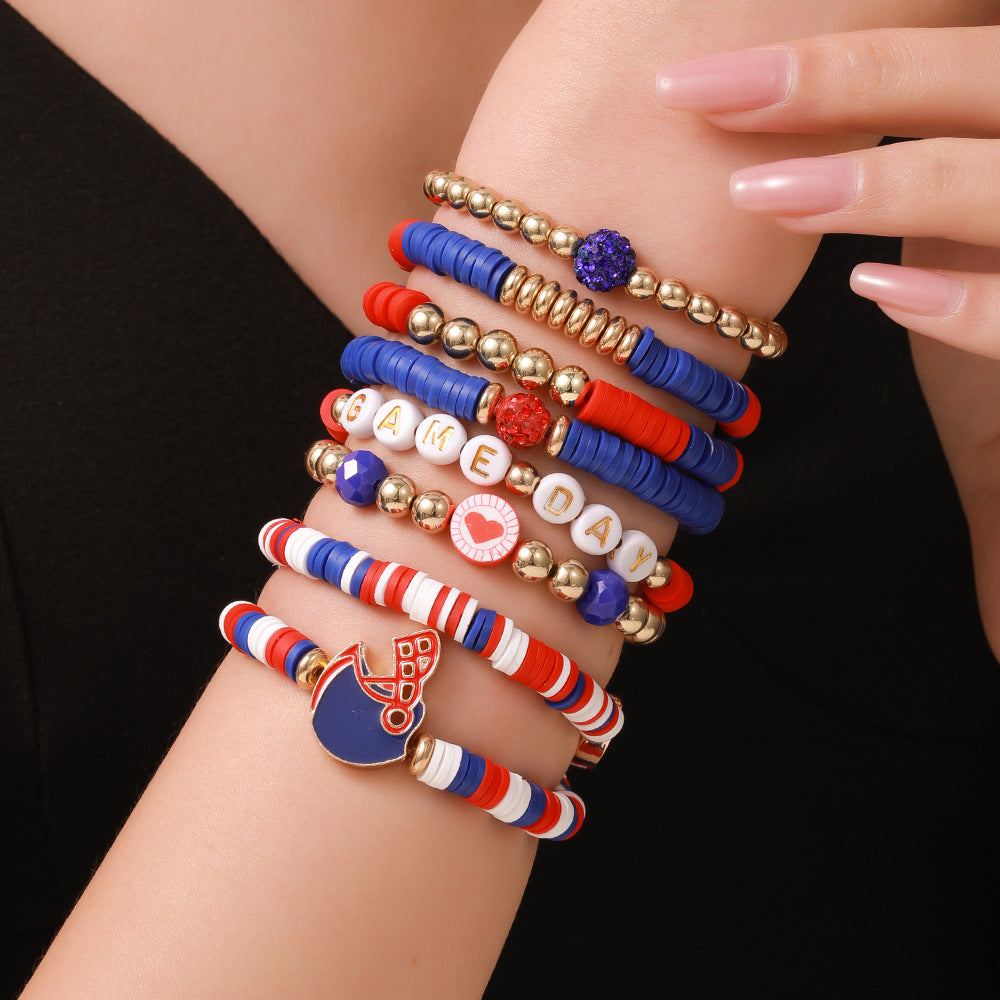 Geometric Drip Oil Resin Alloy Acrylic Beaded Bracelet Set Unisex Elastic Friendship Hand Jewelry