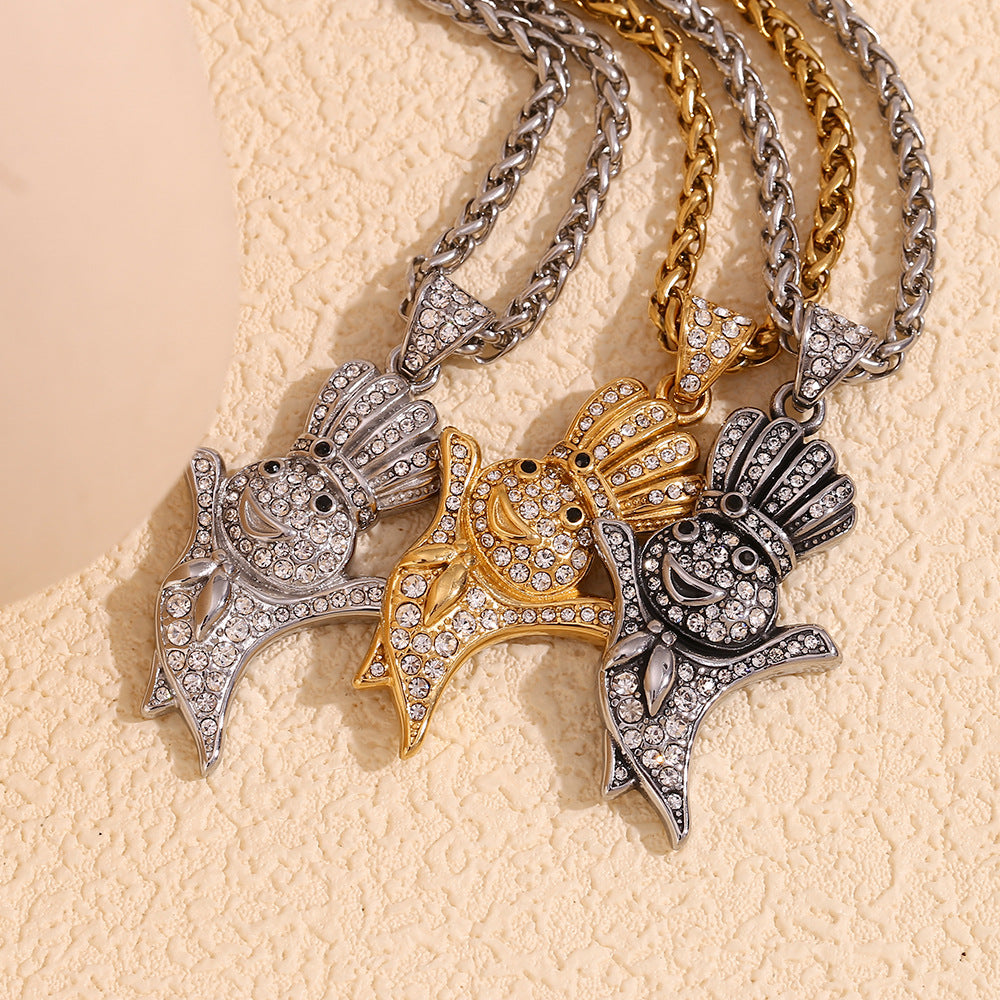 Minimalist Bird-Shaped Stainless Steel Pendant Necklace with 18K Gold Plating for Women