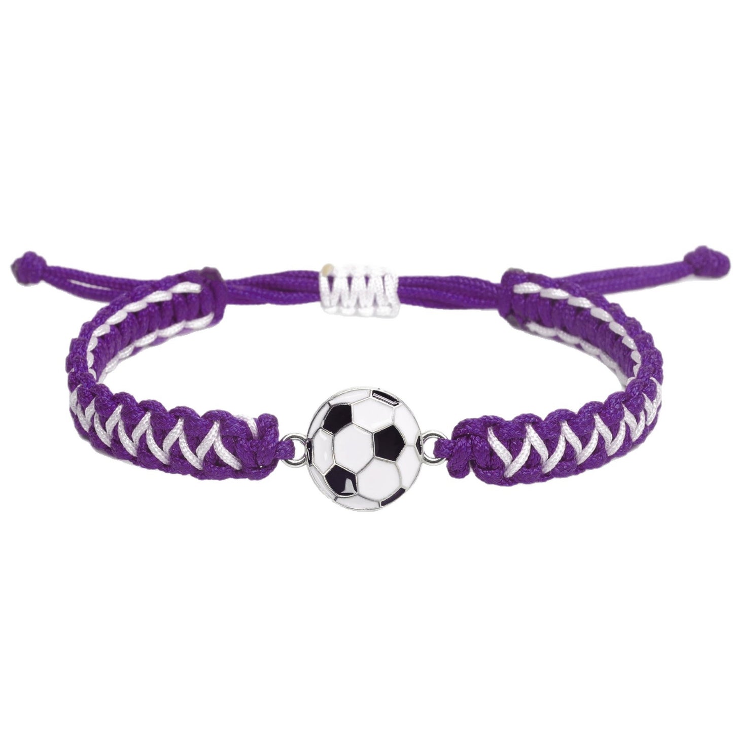 Sporty Color Block Handmade Braided Charm Bar Bracelet Unisex Adjustable