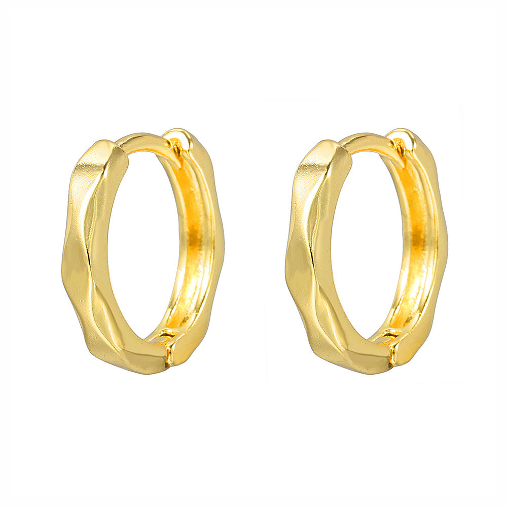 Gold Plated Brass Micro-Set Cubic Zirconia Geometric Leaf Cross Heart Round Hoop Earrings for Women