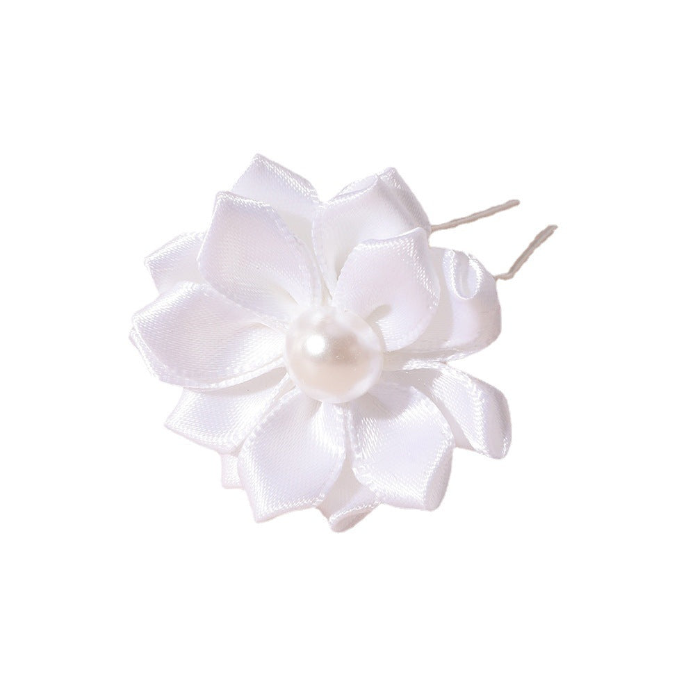 Horquilla floral artesanal de perlas para niñas, adorno para el cabello estilo vintage con pétalos de flores y encaje para actuaciones de danza clásica