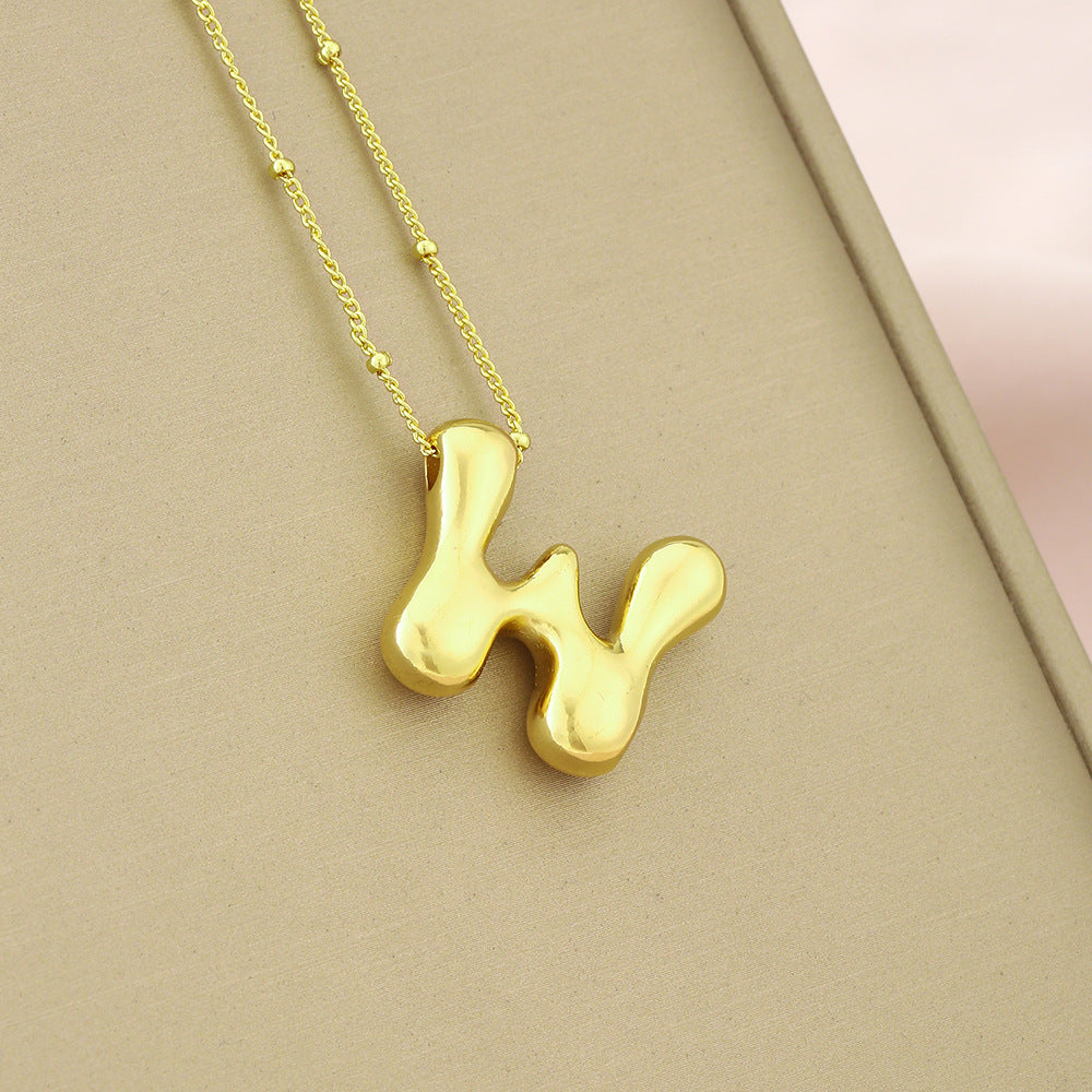 Collana girocollo minimalista da donna con ciondolo a lettera in rame placcato, catenina delicata