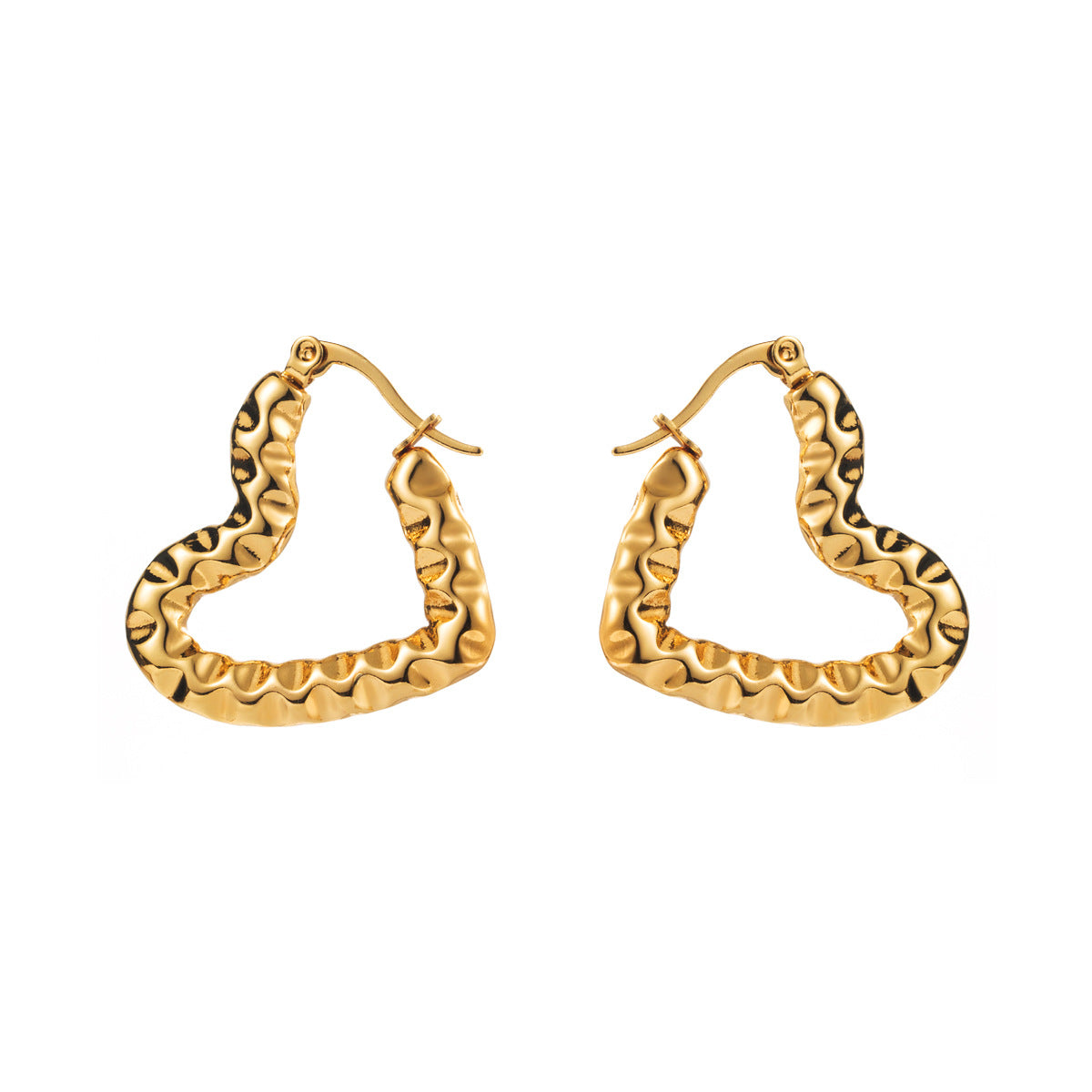 Pendientes de aro vintage con forma de corazón de acero de titanio para mujer con acabado chapado y diseño de cuerda trenzada