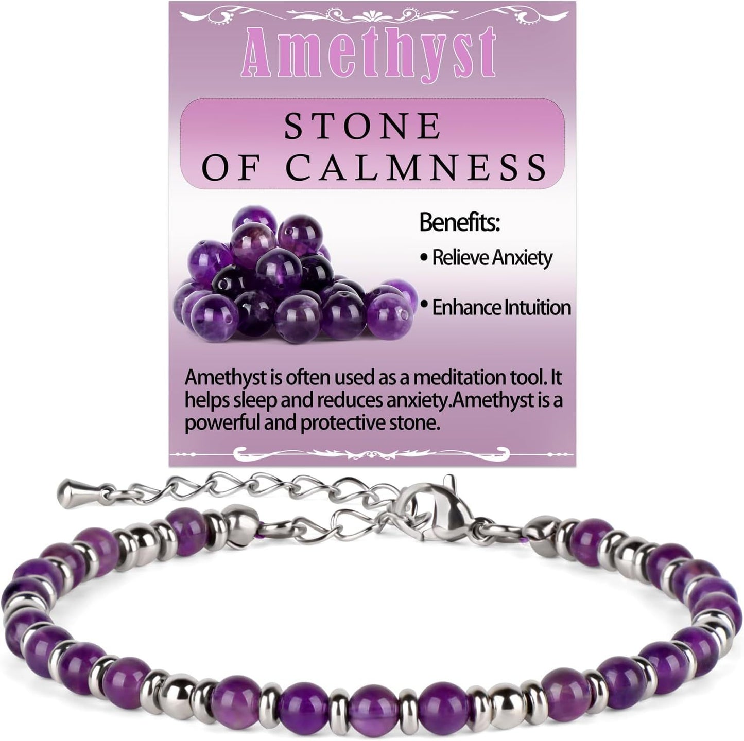 Sweet Geometric Gemstone Beaded Stainless Steel Adjustable Bracelet