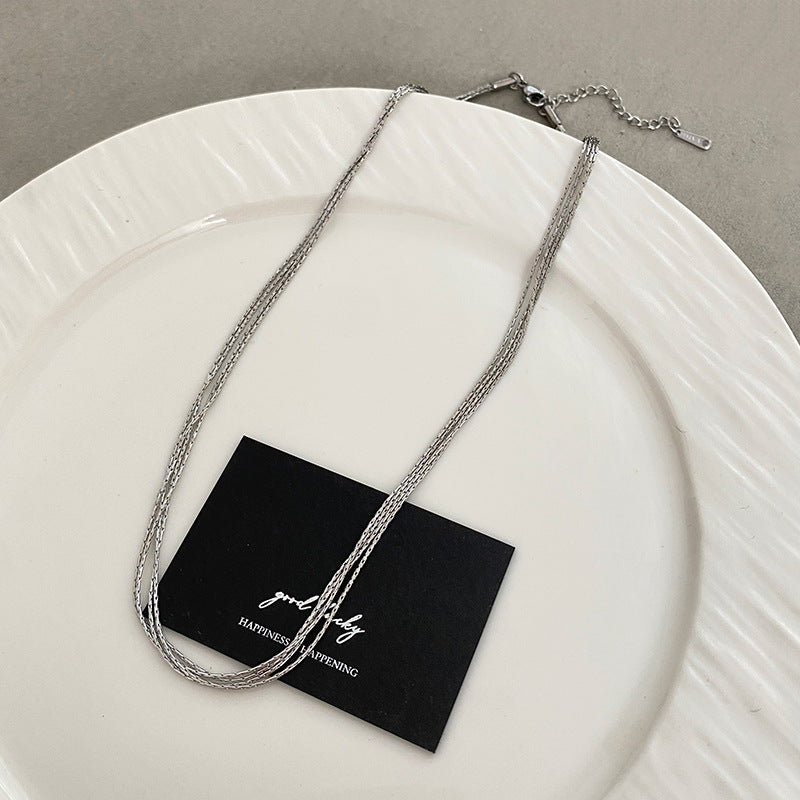 Hip-hop Minimalist Geometric Titanium Steel Plated Snake Chain Necklace for Unisex