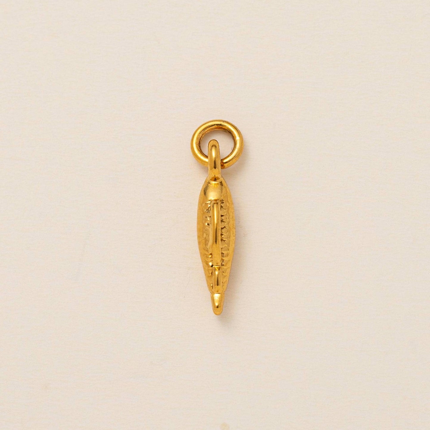Vintage 18K Gold Plated Stainless Steel Animal Dog Pendant Charm Bar PVD Coated