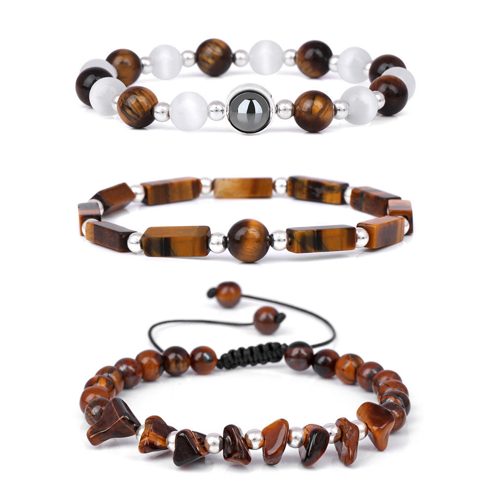 Vintage Geometric Crystal Beaded Bracelet Set Handmade Woven Jewelry Unisex