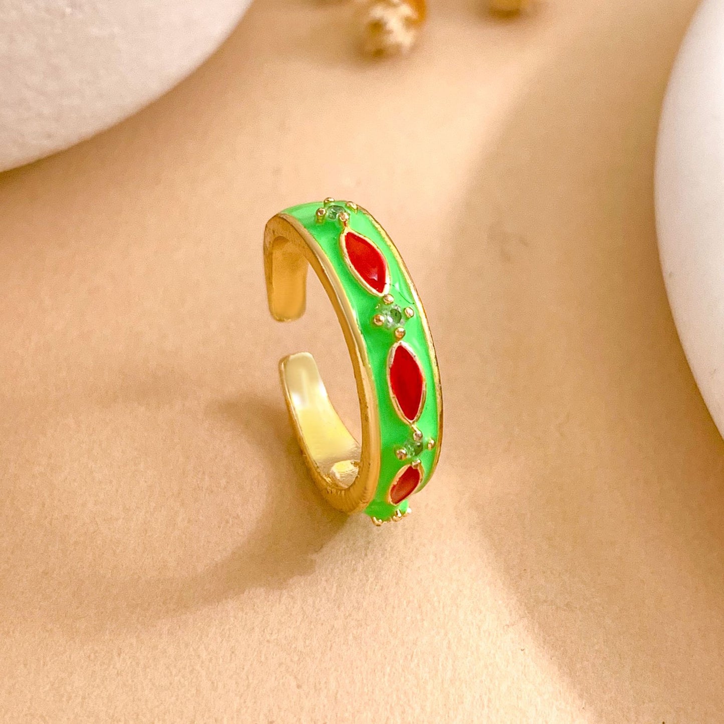 Sweet Gold Plated Brass Heart Open Ring for Women