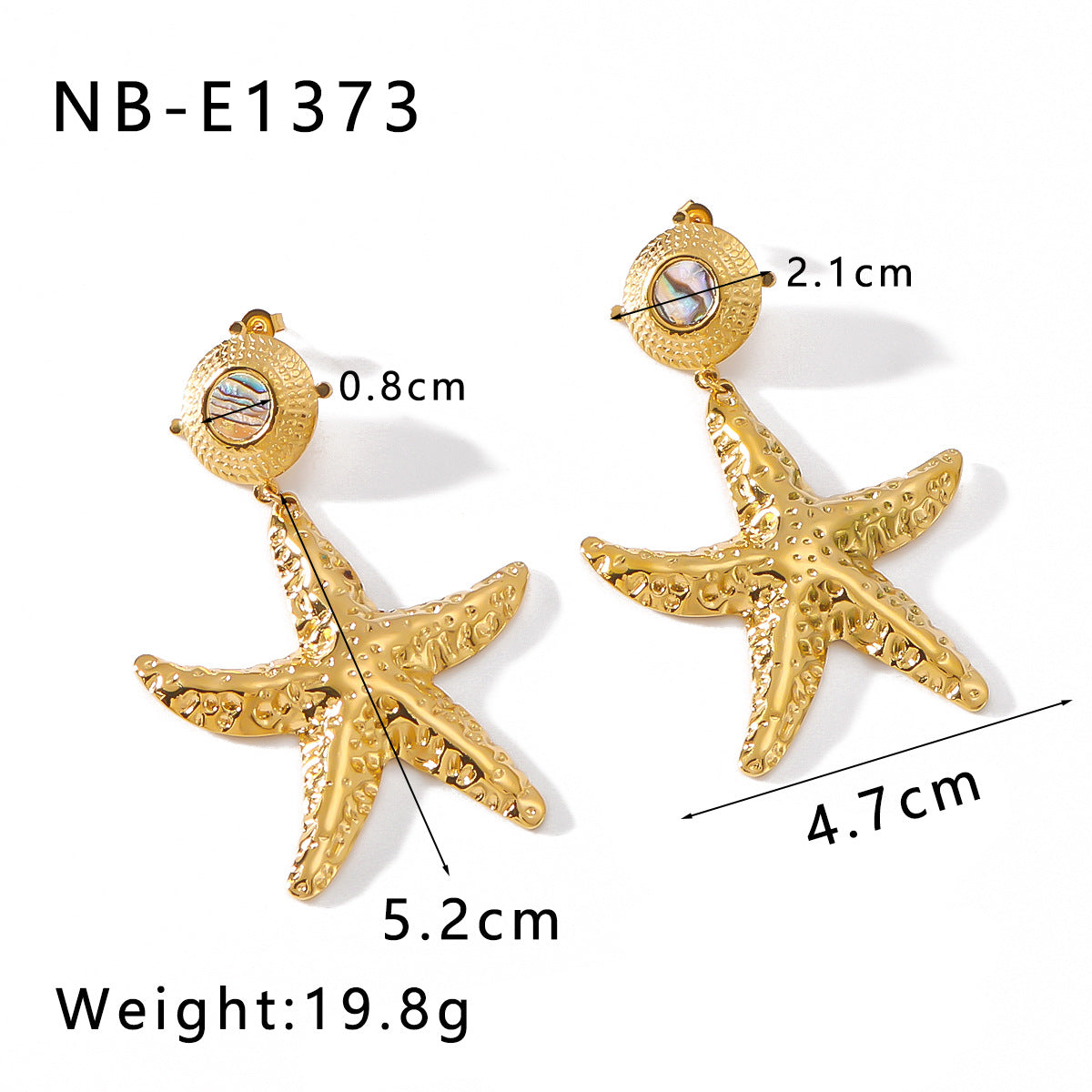 Minimalist Ocean-Inspired Stainless Steel Gold-Plated Star and Asymmetrical Shell Earrings for Women