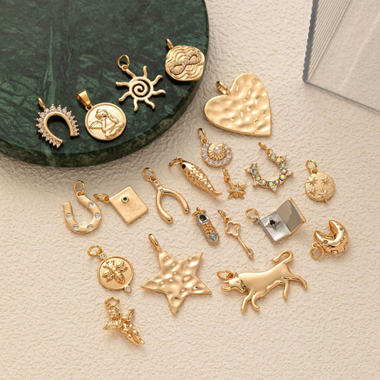 Heart Star Moon Plated Brass Necklace