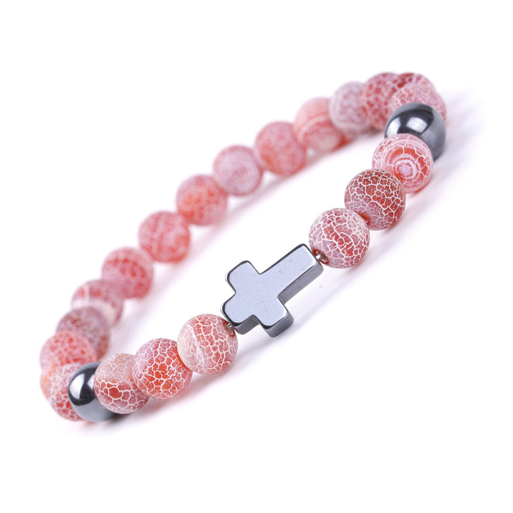 Sweet Geometric Agate Beaded Bracelet Unisex Elastic String