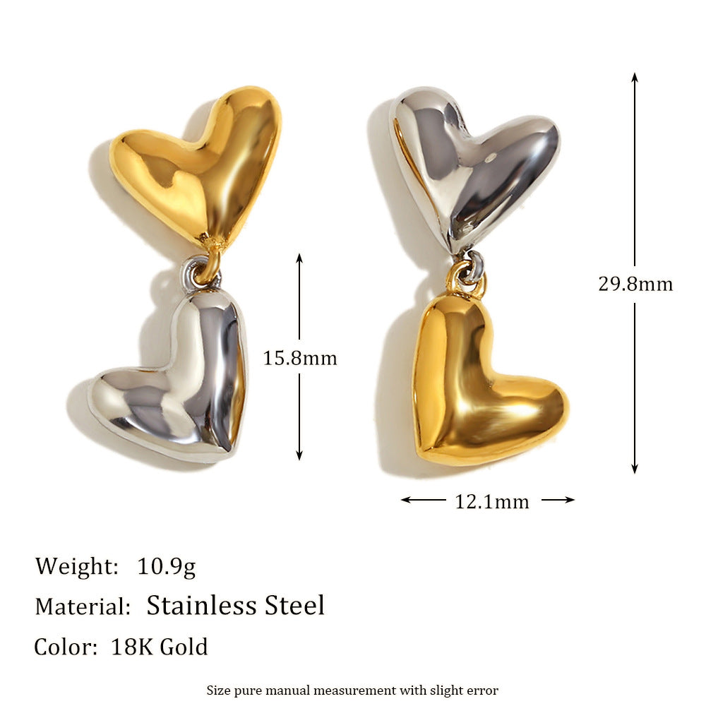 Minimalist Fashion Heart-Shaped 316L Stainless Steel Earrings with 18K Gold Plating for Women