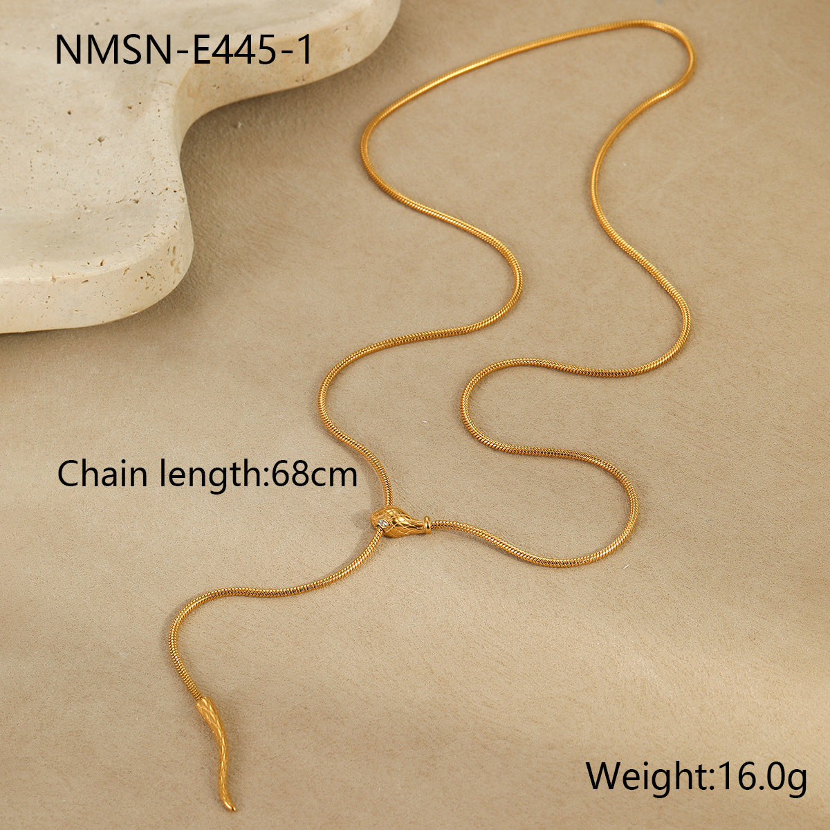 Fashionable Geometric Snake Chain Necklace in Stainless Steel with 18K Gold Plating for Women