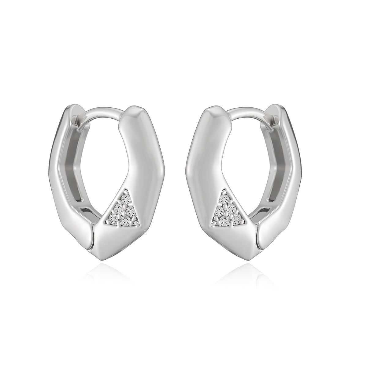 Minimalist 18K Gold Plated Brass Geometric Cubic Zirconia Earrings for Women