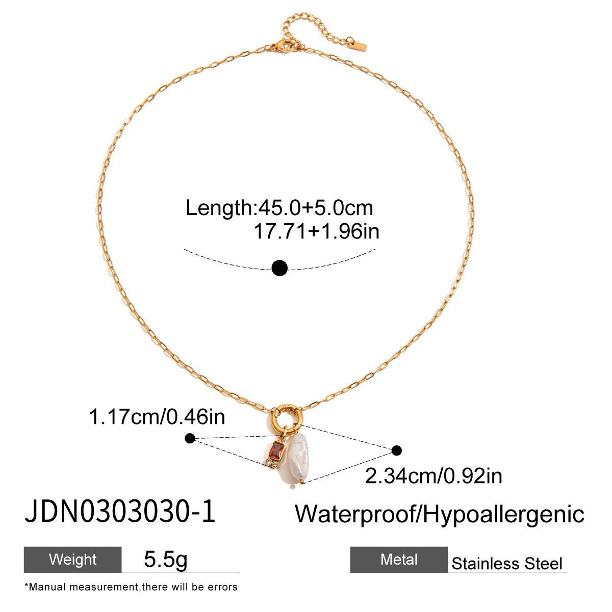 Elegant Geometric Stainless Steel Plated Necklace with Titanium Steel Pendant and Pearl Inlay for Women