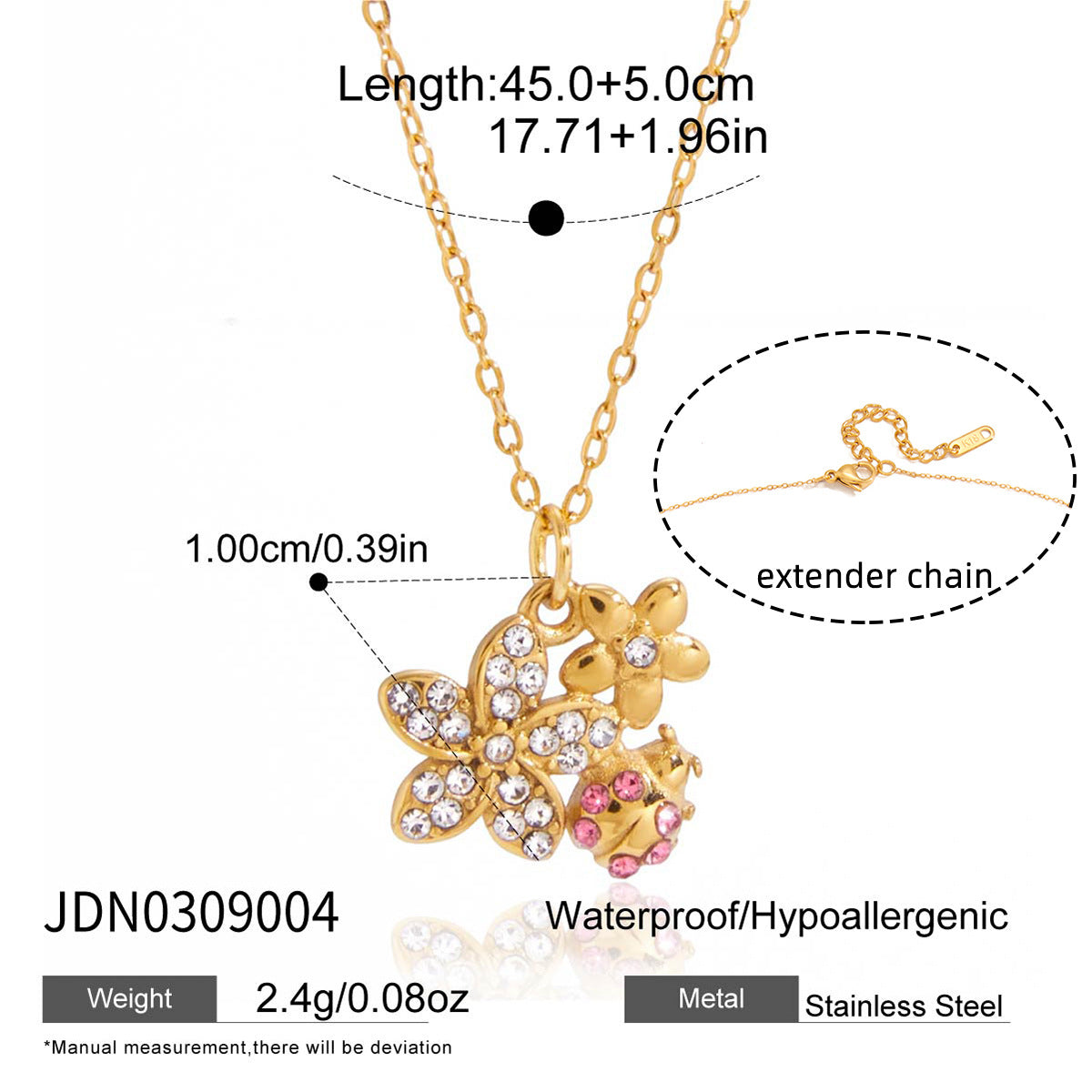 Minimalist Geometric Ladybug Stainless Steel PVD Necklace for Women