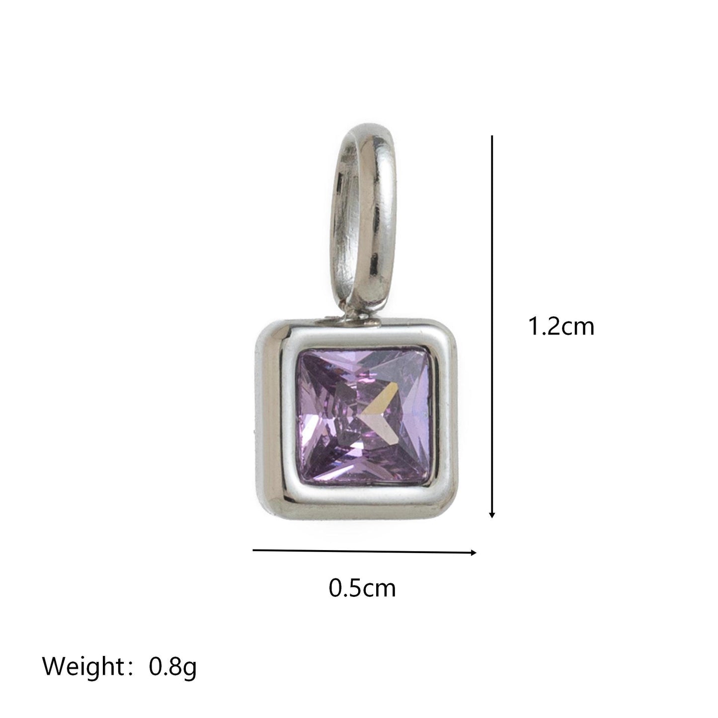 Minimalist Square Stainless Steel Pendant with Cubic Zirconia Inlay Titanium Steel Corn Chain Necklace for Women DIY Charm Bar