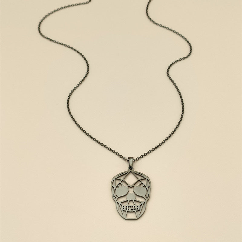 Gothic Hip-Hop Style Hollow Skull Pendant Necklace in Stainless Steel with Titanium Steel Pendant and Plated Finish
