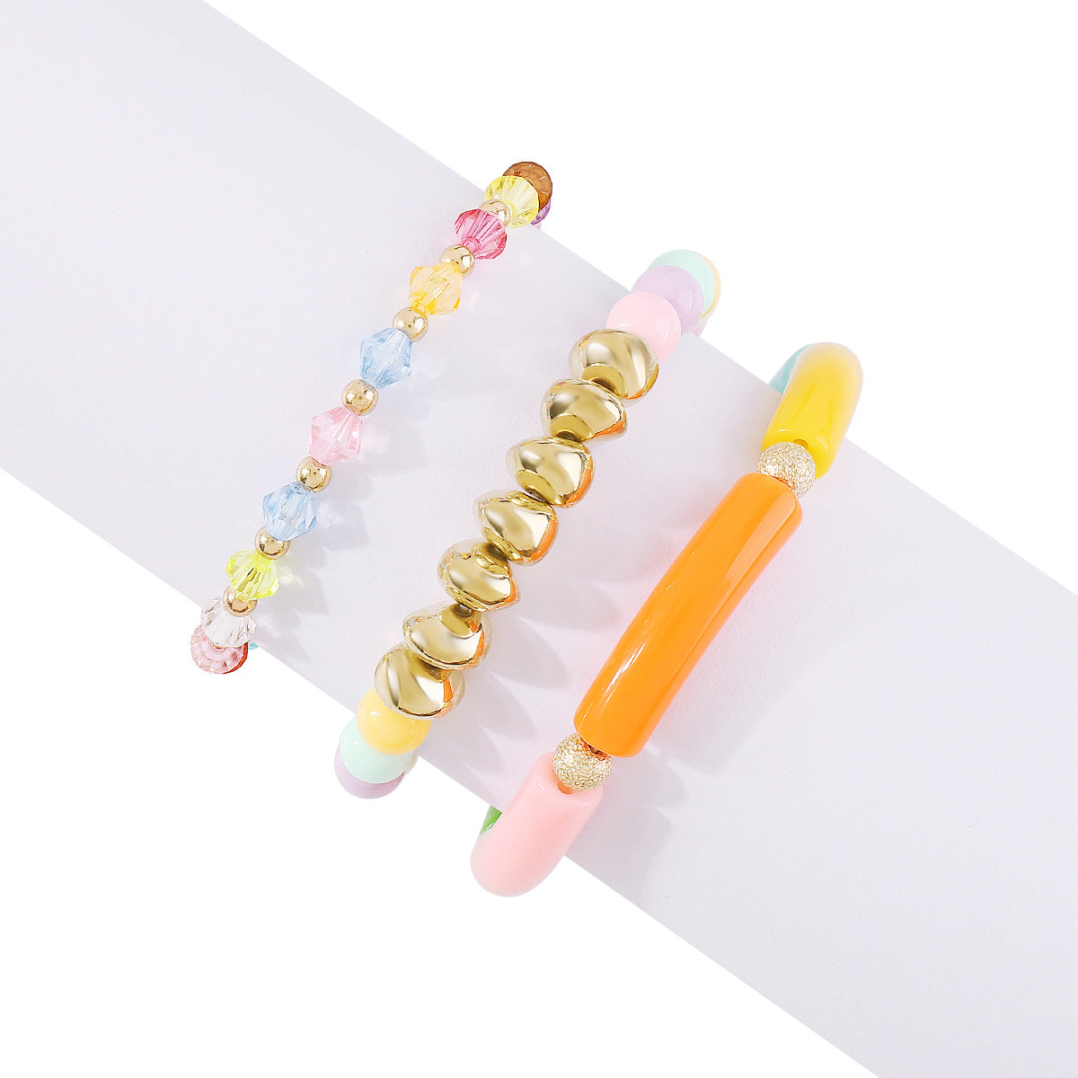 Juego de pulseras trenzadas estilo bohemio minimalista y dulce-dopamina con aleación y cuentas de diseño geométrico