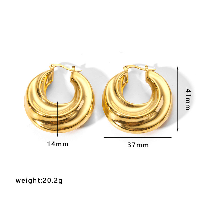 Minimalist Geometric Hollow Stainless Steel Earrings for Women with Plated Finish