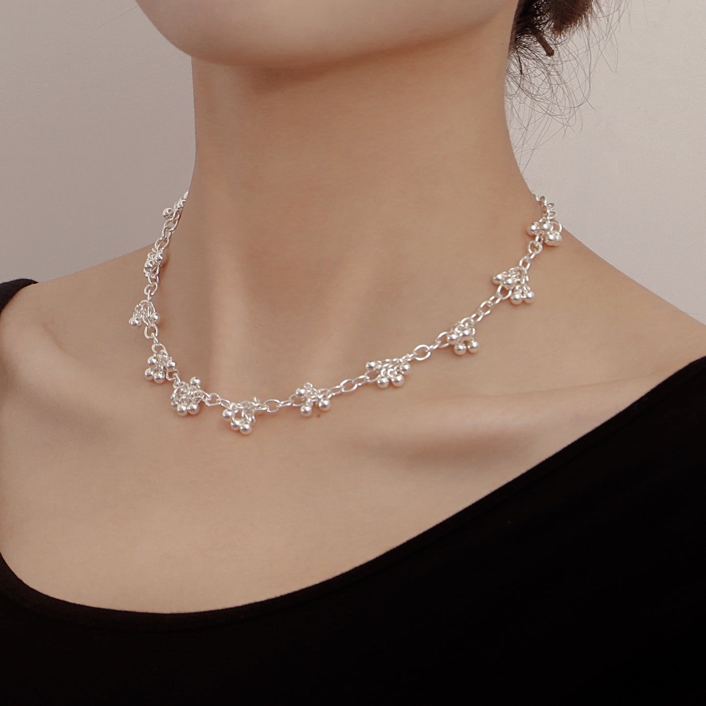Minimalist Geometric Drop Pendant Necklace in Alloy with Silver Plating for Women